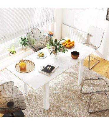 HOMCOM Extendable Dining Table, Seats 4-6 People, High Gloss White