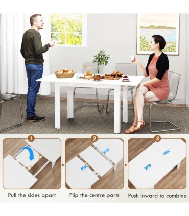 HOMCOM Extendable Dining Table, Seats 4-6 People, High Gloss White