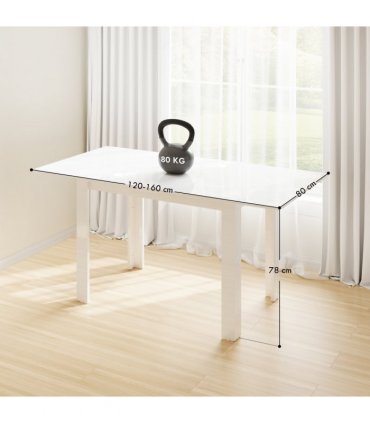 HOMCOM Extendable Dining Table, Seats 4-6 People, High Gloss White