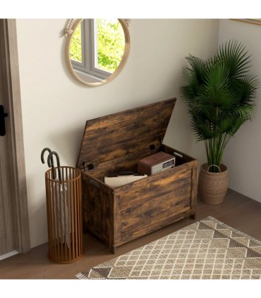 HOMCOM Storage Chest with 2 Safety Hinges, Storage Bench for Living Room