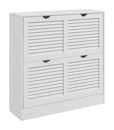 HOMCOM Slim Shoe Storage Cabinet with 2 Flip Drawers for Entryway, White