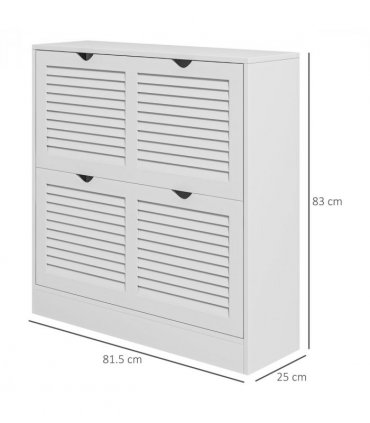 HOMCOM Slim Shoe Storage Cabinet with 2 Flip Drawers for Entryway, White