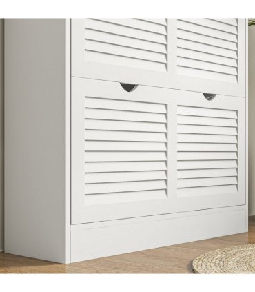 HOMCOM Slim Shoe Storage Cabinet with 2 Flip Drawers for Entryway, White