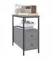 HOMCOM Narrow End Table, Sofa Side Table with 2 Drawers Storage Shelf, Grey