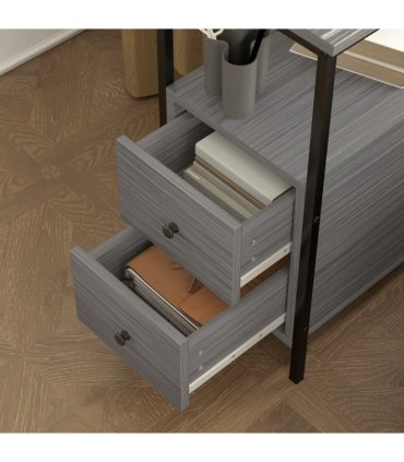HOMCOM Narrow End Table, Sofa Side Table with 2 Drawers Storage Shelf, Grey