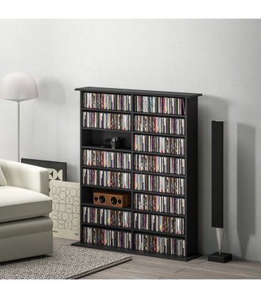 HOMCOM CD Storage Unit DVD Tower Blu-ray Storage Shelf for Office, Black