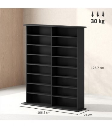 HOMCOM CD Storage Unit DVD Tower Blu-ray Storage Shelf for Office, Black