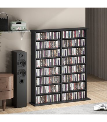 HOMCOM CD Storage Unit DVD Tower Blu-ray Storage Shelf for Office, Black