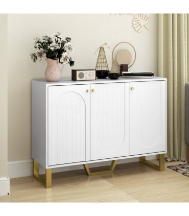 HOMCOM Sideboard with Adjustable Shelves & Doors for Living Room, White