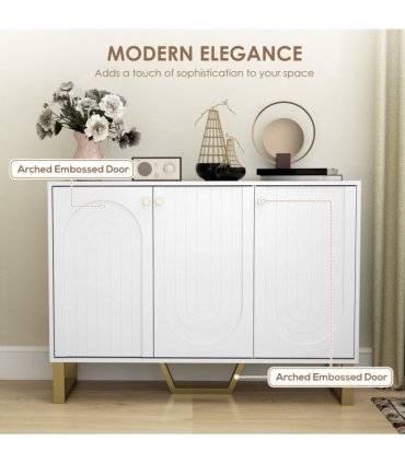 HOMCOM Sideboard with Adjustable Shelves & Doors for Living Room, White