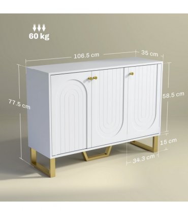 HOMCOM Sideboard with Adjustable Shelves & Doors for Living Room, White