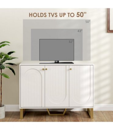 HOMCOM Sideboard with Adjustable Shelves & Doors for Living Room, White
