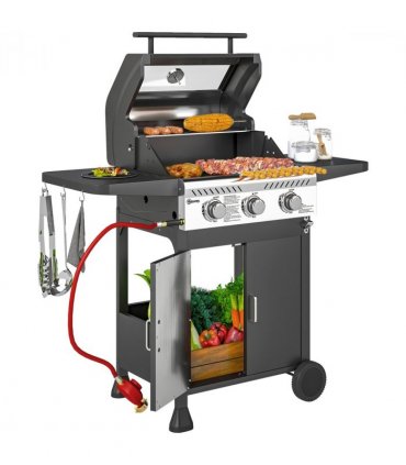 Outsunny 3 Burner Propane Gas BBQ Grill with See-through Lid and Thermometer