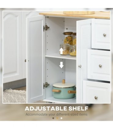 HOMCOM Kitchen Island on Wheels, Kitchen Cart with Drop Leaf, White