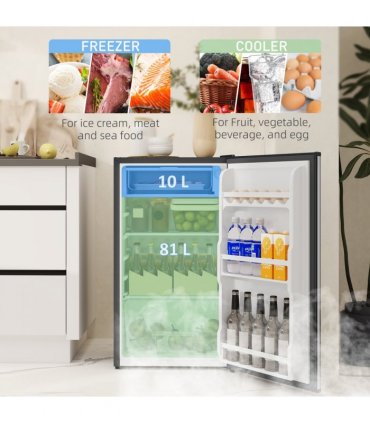 HOMCOM 91L Freestanding Under Counter Fridge Silver Tone