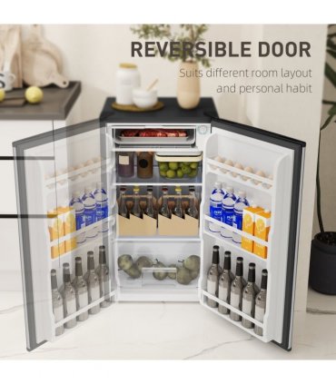 HOMCOM 91L Freestanding Under Counter Fridge Silver Tone
