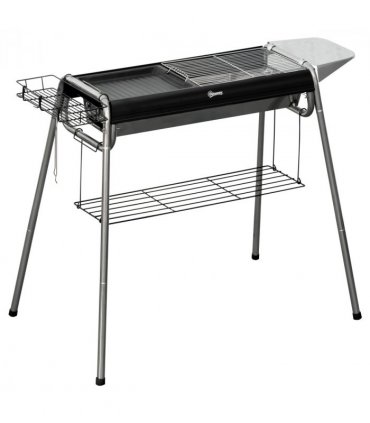 Outsunny Charcoal BBQ Grill with Griddle Plate, Black