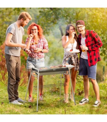 Outsunny Charcoal BBQ Grill with Griddle Plate, Black