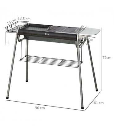 Outsunny Charcoal BBQ Grill with Griddle Plate, Black