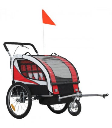 HOMCOM 2 Seat Child Bike Trailer, Baby Bicycle Trailer for 2 Kids, Red