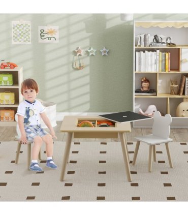 AIYAPLAY 3-Piece Toddler Table and Chairs Set for Nursery, Playroom