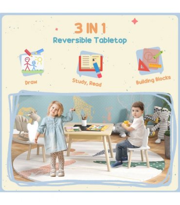 AIYAPLAY 3-Piece Toddler Table and Chairs Set for Nursery, Playroom