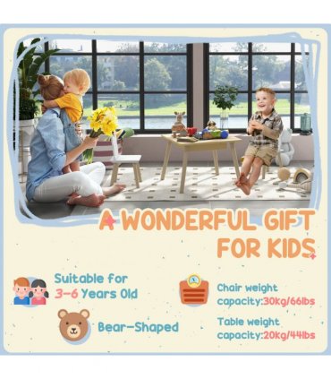 AIYAPLAY 3-Piece Toddler Table and Chairs Set for Nursery, Playroom