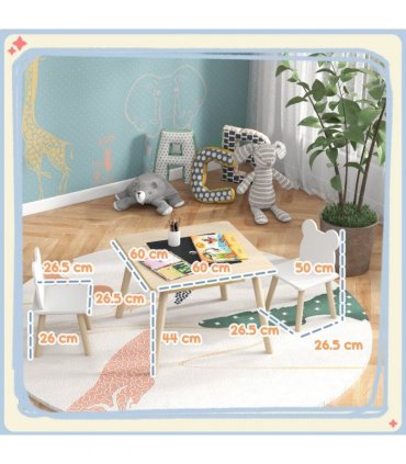 AIYAPLAY 3-Piece Toddler Table and Chairs Set for Nursery, Playroom