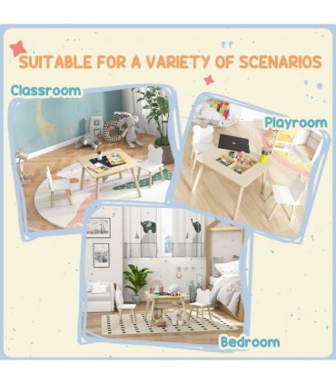 AIYAPLAY 3-Piece Toddler Table and Chairs Set for Nursery, Playroom