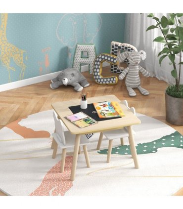 AIYAPLAY 3-Piece Toddler Table and Chairs Set for Nursery, Playroom