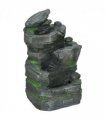Outsunny Garden Fountain, Outdoor Water Feature With LED Light, Dark Grey