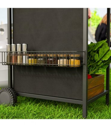 Outsunny 4 Burner Gas Barbecue Grill Portable Gas BBQ Grill with Lid, Black