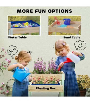 AIYAPLAY 2 PCS Wooden Sandpits, Sand and Water Play Tables with Bottom Liner