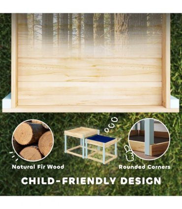 AIYAPLAY 2 PCS Wooden Sandpits, Sand and Water Play Tables with Bottom Liner