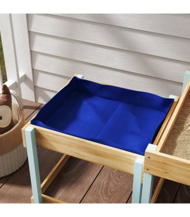 AIYAPLAY 2 PCS Wooden Sandpits, Sand and Water Play Tables with Bottom Liner