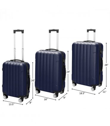 3 Pcs Suitcase Lightweight ABS Carry-on Hand Luggage 4 Spinner Wheels Trolley Case