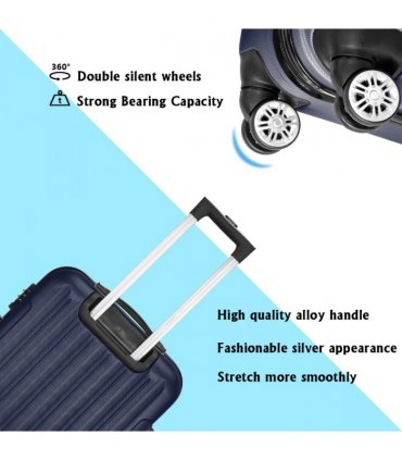 3 Pcs Suitcase Lightweight ABS Carry-on Hand Luggage 4 Spinner Wheels Trolley Case