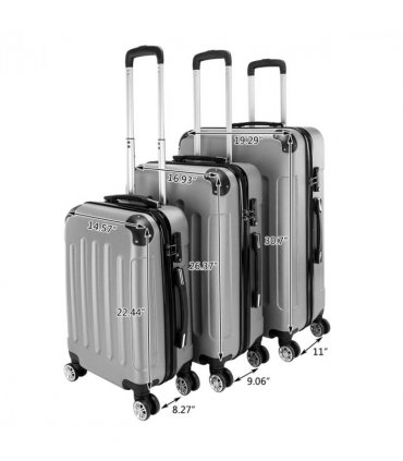 3 Pcs Suitcase Lightweight ABS Carry-on Hand Luggage 4 Spinner Wheels Trolley Case