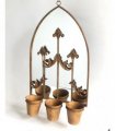Stylish & Elegant Wall Mirror with Triple/Single Planter – Stylish Hanging Mirror with Built-In Plant Holders Indoor & Outdoor Décor for Living Rooms, Hallways, Gardens, or Office (75cm)