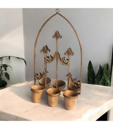 Stylish & Elegant Wall Mirror with Triple/Single Planter – Stylish Hanging Mirror with Built-In Plant Holders Indoor & Outdoor Décor for Living Rooms, Hallways, Gardens, or Office (75cm)