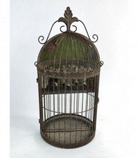 Durable Rustic Metal Bird Cage Wall Mirror 63cm Fleur De Lys Design Vintage-Style Garden Indoor & Outdoor Use Décor Perfect as a Decorative Mirror or Flower Display. (Silver)