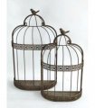 Elegant Set of 2 Rusty Grey Patina Metal Flower Baskets – Vintage Bird Cage Design, 60cm & 48cm Planters for Indoor/Outdoor Flower Display, Rustic Garden Décor with Charming Half-Dome Style