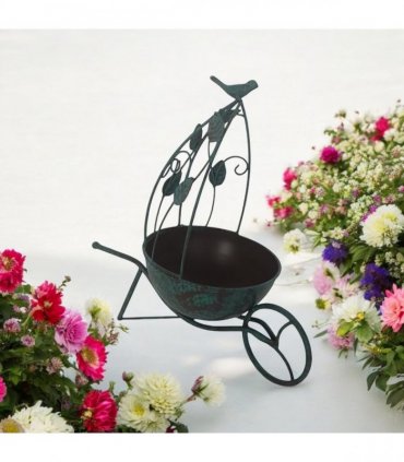 Durable and Rust-Resistant 36CM Metal Garden Planter – Elegant Outdoor Pot for Flowers, Herbs & Small Shrubs for Your Garden, Patio, or Balcony to Long-Lasting Use Any Outdoor Space (Green)