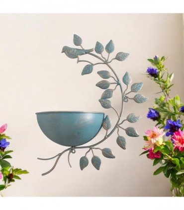 AcaciaHome Durable and Rust-Resistant 42CM Metal Garden Planter – Elegant Outdoor Pot for Flowers, Herbs & Small Shrubs for Your Garden, Patio, or Balcony to Long-Lasting Use Any Outdoor Space (Blue)