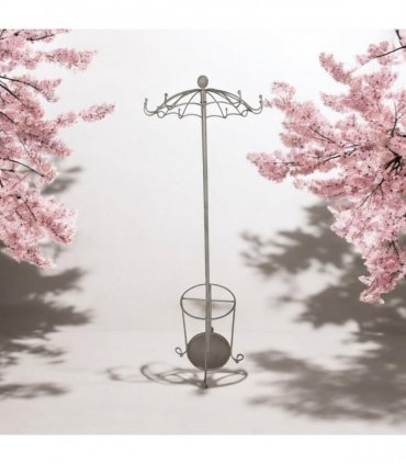 Elegant and Premium 172CM Metal Coat Stand & Umbrella Holder - Sturdy and Space-Saving Design with Multiple Hooks Storage for Coats, Hats, and Umbrellas for Home, Office, and Entryway (Cream)