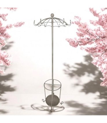 Elegant and Premium 172CM Metal Coat Stand & Umbrella Holder - Sturdy and Space-Saving Design with Multiple Hooks Storage for Coats, Hats, and Umbrellas for Home, Office, and Entryway (Cream)