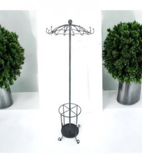 Elegant and Premium 172CM Metal Coat Stand & Umbrella Holder - Sturdy and Space-Saving Design with Multiple Hooks Storage for Coats, Hats, and Umbrellas for Home, Office, and Entryway (Grey)