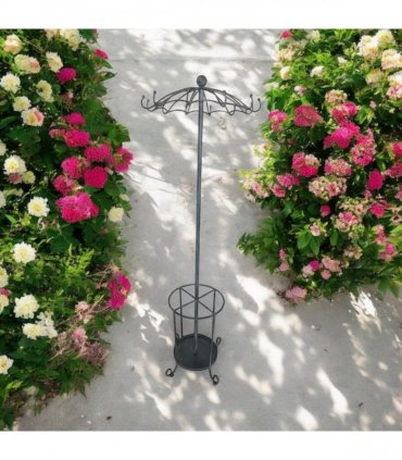 Elegant and Premium 172CM Metal Coat Stand & Umbrella Holder - Sturdy and Space-Saving Design with Multiple Hooks Storage for Coats, Hats, and Umbrellas for Home, Office, and Entryway (Grey)