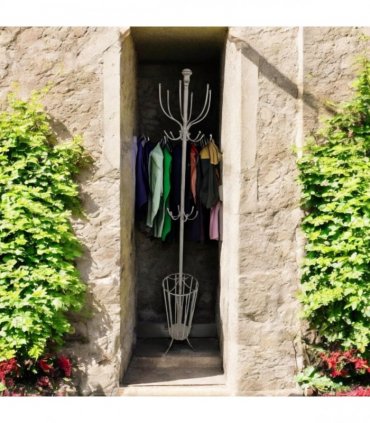 AcaciaHome Elegant and Premium 175CM Metal Coat Stand and Umbrella Holder – Sturdy and Stylish Storage for Coats, Jackets, and Durable Umbrellas for Entryways, Hallways, and Offices (Cream)