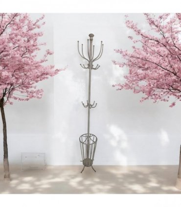 AcaciaHome Elegant and Premium 175CM Metal Coat Stand and Umbrella Holder – Sturdy and Stylish Storage for Coats, Jackets, and Durable Umbrellas for Entryways, Hallways, and Offices (Cream)